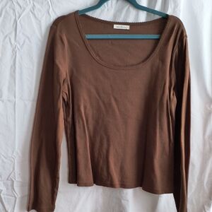 Warm Brown Long Sleeve Top
